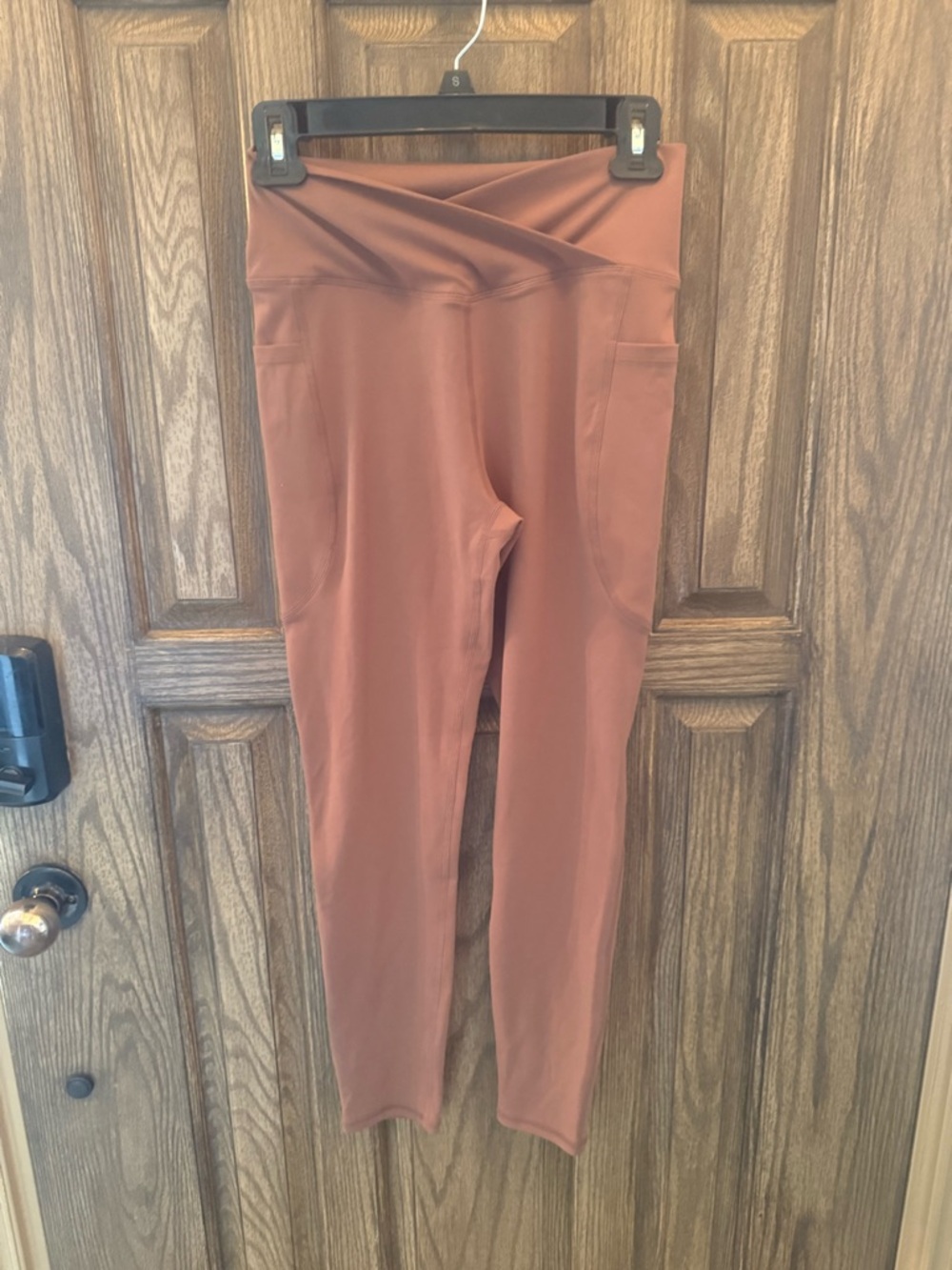 Brown High Rise crossover Pocket Leggings Small Athletic Workout Yoga